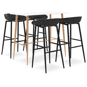 vidaXL Bar Set | White and Black | MDF and Metal | Standard | Ergonomic