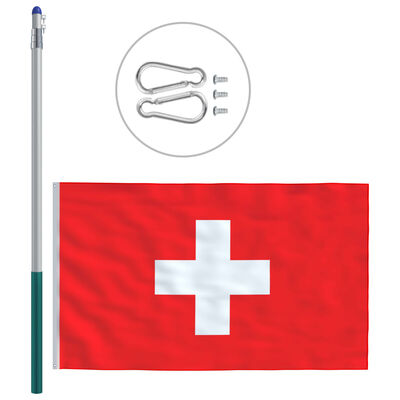 vidaXL Switzerland Flag and Pole Aluminium 6 m