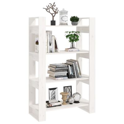 vidaXL Book Cabinet/Room Divider White 80x35x125 cm Solid Wood Pine