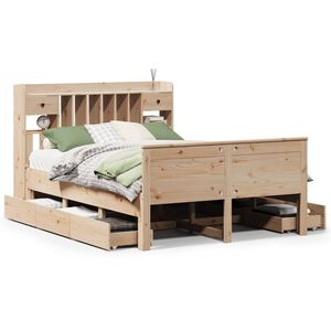 vidaXL Bookcase Bed without Mattress 140x200 cm Solid Wood Pine