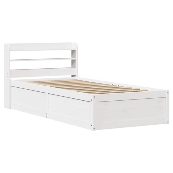 vidaXL Bed Frame with Headboard White 90x190 cm Single Solid Wood Pine