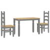vidaXL 3 Piece Dining Set Panama Grey Solid Wood Pine