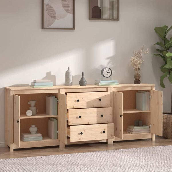 vidaXL Sideboard 210x35x80 cm Solid Wood Pine