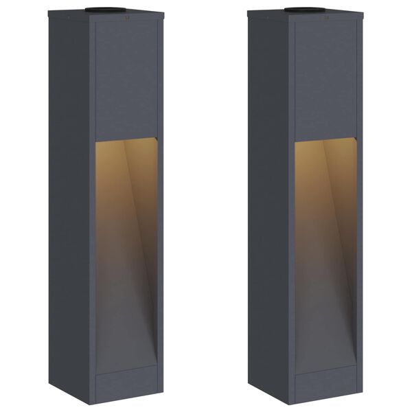 vidaXL Solar Led Pathway Light 2 pcs Anthracite Cold Rolled Steel