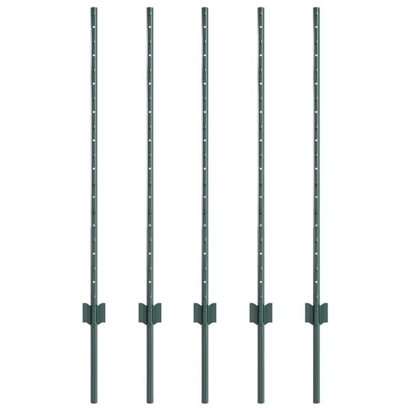 vidaXL Fence Post 5 pcs Green 140 cm Steel