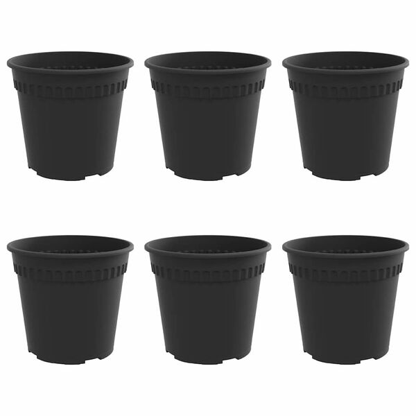 vidaXL Round Flower Pot 6 pcs Black &Oslash; 19 x 16 cm Plastic