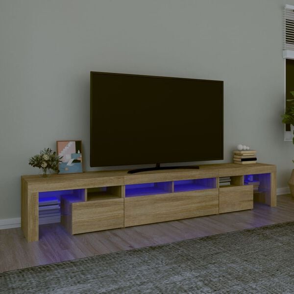 vidaXL TV Cabinet with LED Lights Sonoma Oak 230x36.5x40 cm