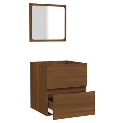 vidaXL Bathroom Cabinet with Mirror Brown Oak Engineered Wood