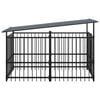vidaXL Outdoor Dog Kennel with Roof Steel 1.88 m&sup2;