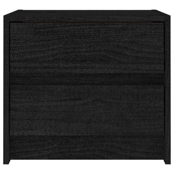 vidaXL Bedside Cabinet Black 40x30.5x35.5 cm Solid Pine Wood