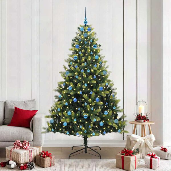 vidaXL Artificial Hinged Christmas Tree 300 LEDs Green 210 cm