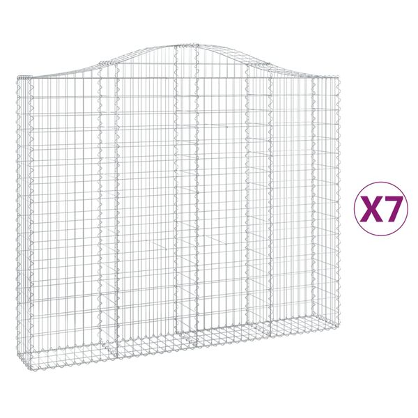 vidaXL Arched Gabion Baskets 7 pcs 200x30x160/180 cm Galvanised Iron