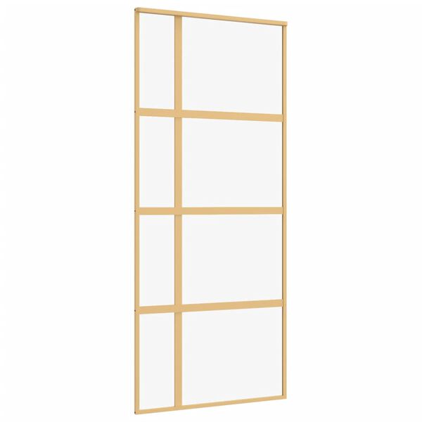 vidaXL Sliding Door Gold 90x205 cm Clear ESG Glass and Aluminium