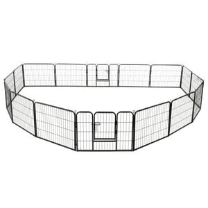 vidaXL Dog Playpen 16 Panels Steel 60x80 cm Black