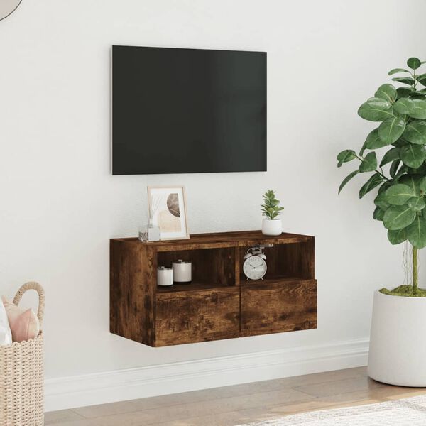 vidaXL TV Wall Cabinet Smoked Oak 60x30x30 cm Engineered Wood