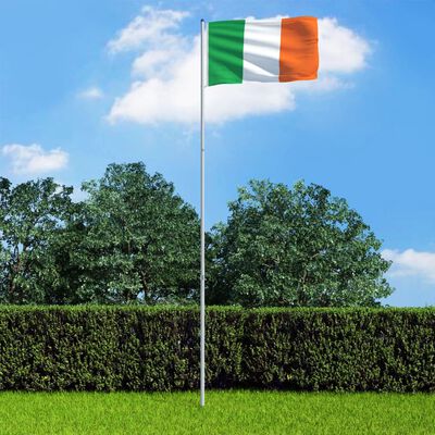 vidaXL Ireland Flag and Pole Aluminium 6 m