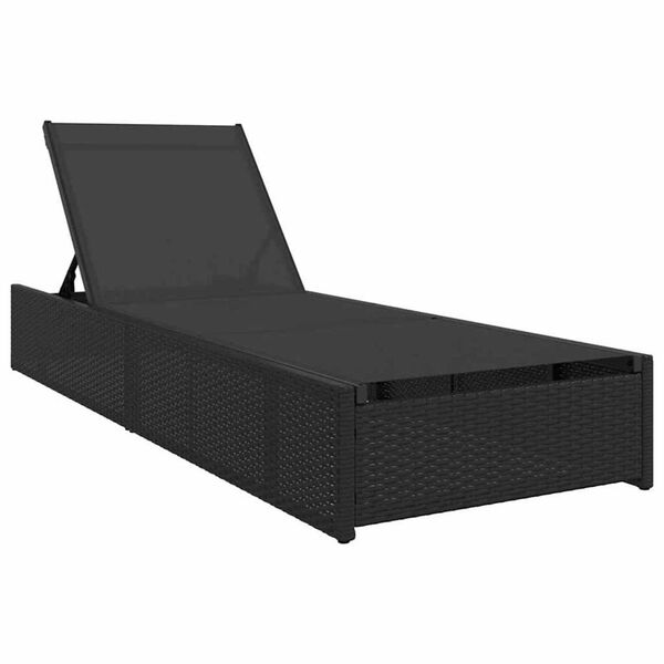 vidaXL Sun Lounger Reclining Black 60 x 200 x 27cm Poly Rattan