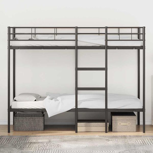 vidaXL Bunk Bed without Mattress Black 75x190 cm Small Single Steel
