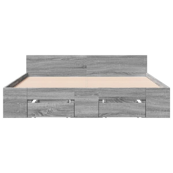 vidaXL Bed Frame with Drawers without Mattress Grey Sonoma 120x190 cm Small Double