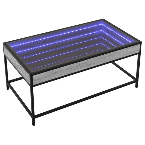 vidaXL Coffee Table with Infinity LED Grey Sonoma 90x50x41 cm