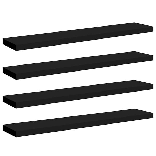 vidaXL Floating Wall Shelves 4 pcs Black 120x23.5x3.8 cm MDF