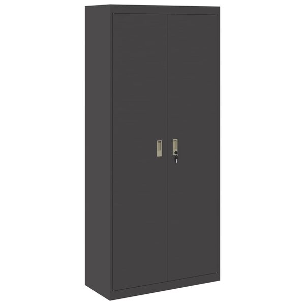 vidaXL Storage Cabinet 2 pcs Black 90 x 40 x 200 cm Steel