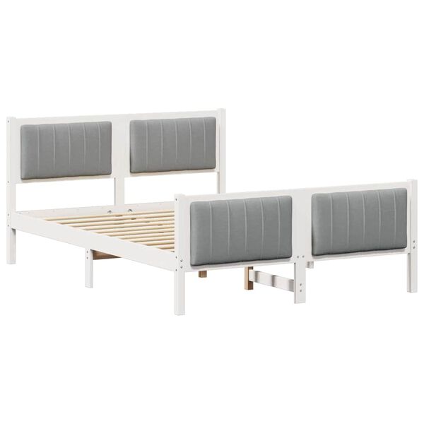 vidaXL Bed frame White and light grey 140 x 190 cm Solid pine wood