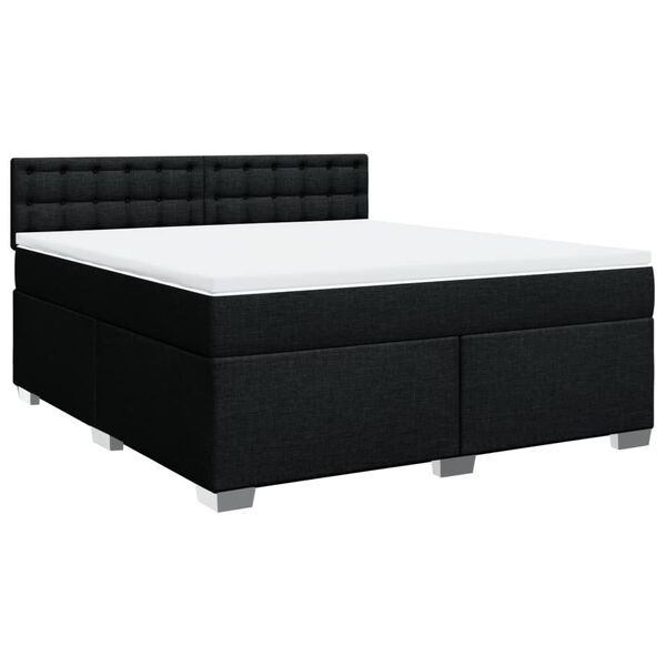 vidaXL Box Spring Bed with Mattress Black 180x200 cm Fabric
