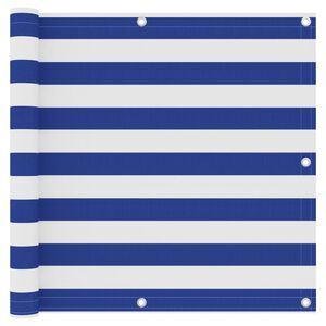 vidaXL Balcony Screen White and Blue 90x400 cm Oxford Fabric
