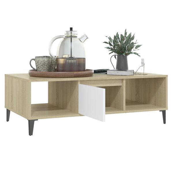 vidaXL Coffee Table White and Sonoma Oak 103.5x60x35 cm Engineered Wood