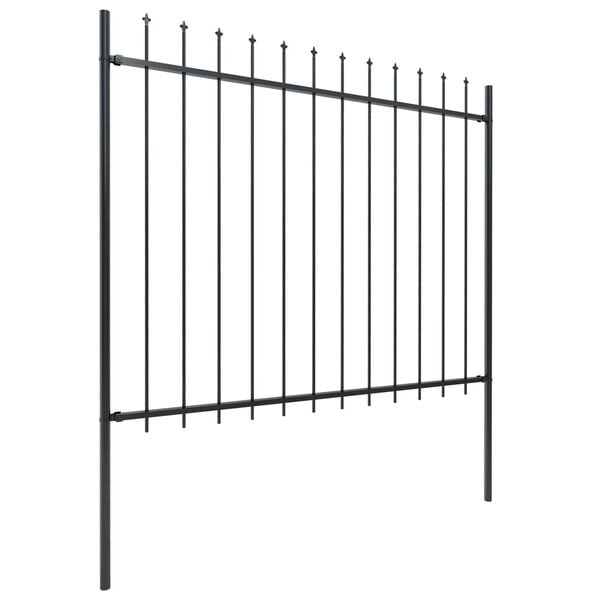 vidaXL Garden Fence with Spear Top Steel 537x150 cm Black