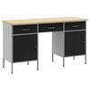 vidaXL Work Cabinet with Drawer 3 pcs Black Engineered Wood and Steel