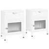 vidaXL Nightstands 2 pcs White 40x30x54,5 cm Steel and Glass