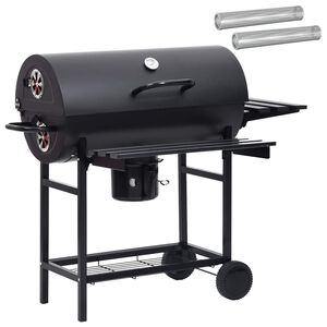 vidaXL Barrel Grill with Wheels and Shelves 3 pcs 115 x 85 x 95 cm