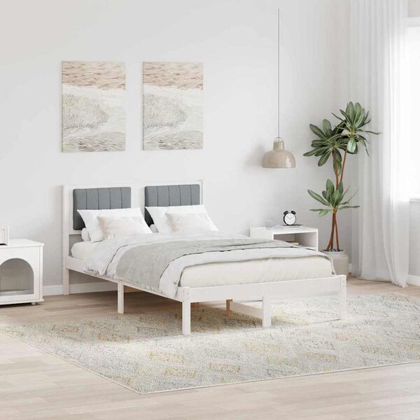 vidaXL Bed Frame with Upholstered Headboard Light Grey 120 x 200 cm