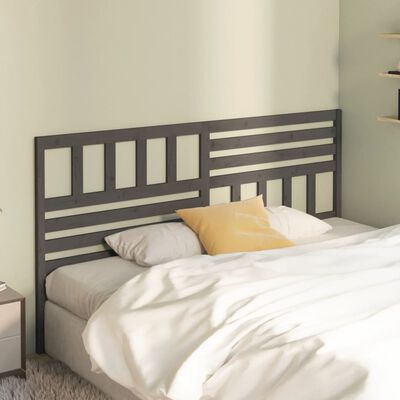 vidaXL Bed Headboard Grey 206x4x100 cm Solid Wood Pine