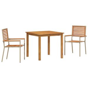 vidaXL Garden Dining Set 3 pcs Beige Solid Acacia Wood