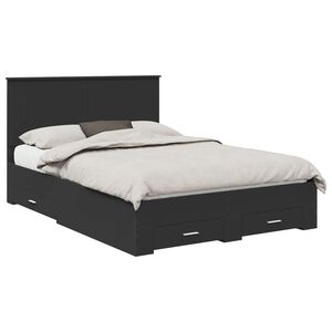 vidaXL Bed Frame with Headboard Black 140 x 190 cm Engineered Wood