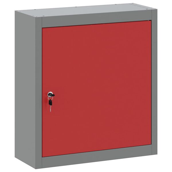 vidaXL Tool Cabinet with Shelf with Lock Red and Grey 50 x 20 x 55 cm