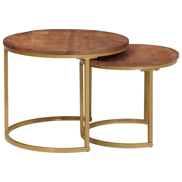 vidaXL Nesting Coffee Tables 2 pcs Solid Mango Wood and Steel