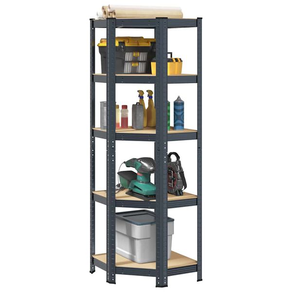 vidaXL 5-Layer Corner Shelf Anthracite Steel&Engineered Wood