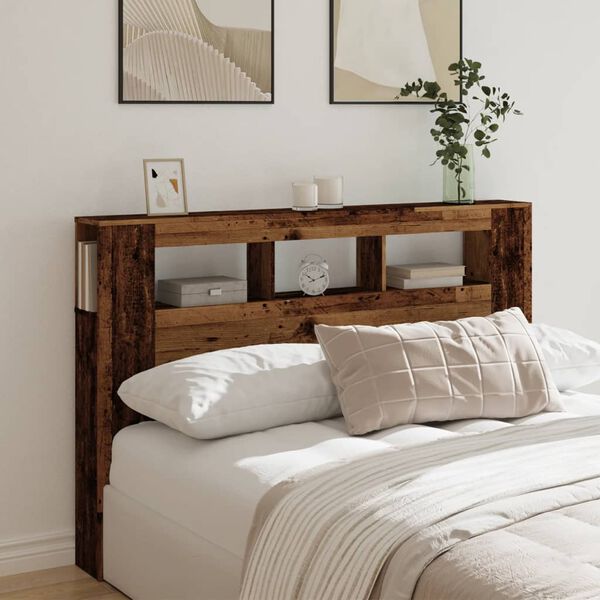 vidaXL LED Headboard Old Wood 160x18.5x103.5 cm Engineered Wood