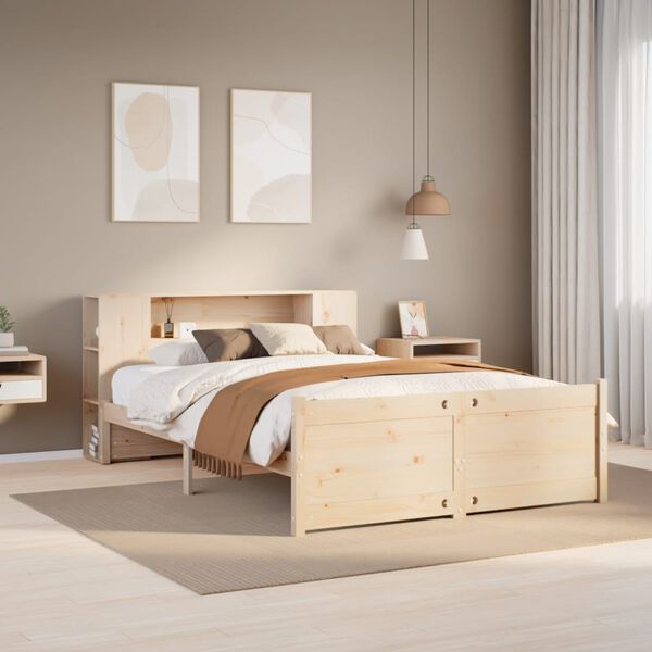 vidaXL Bookcase Bed without Mattress 140x190cm Solid Wood Pine
