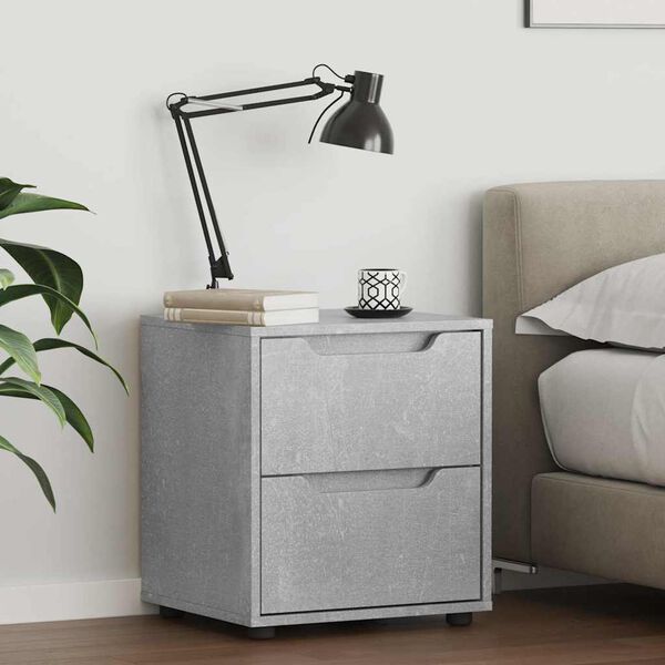 vidaXL Bedside Cabinet VISNES Concrete Grey 45x40x50 cm Engineered Wood