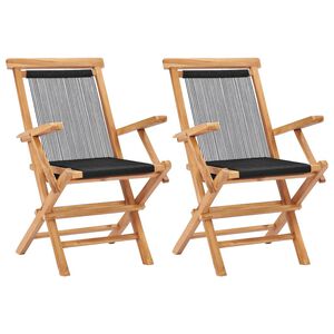 vidaXL Folding Chairs 2 pcs Solid Teak Wood and Rope