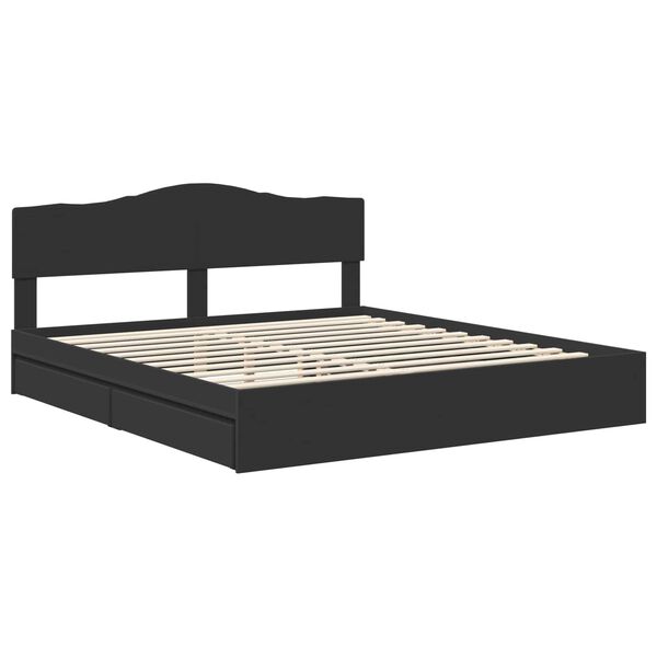 vidaXL Storage Bed with Headboard Black 200 x 200 cm Engineered Wood