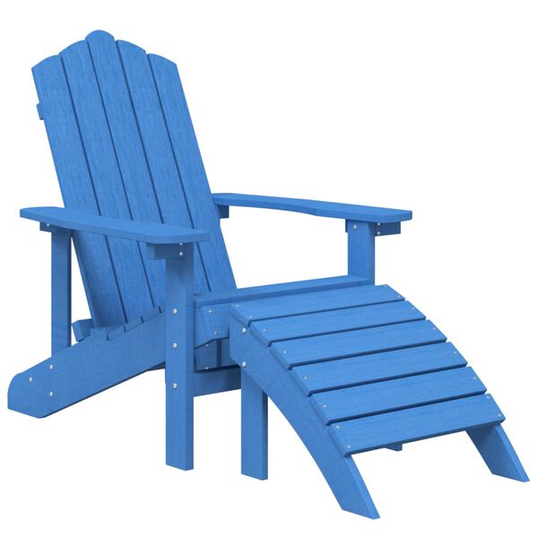 vidaXL Garden Adirondack Chairs 2 pcs with Footstools HDPE Aqua Blue