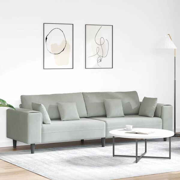 vidaXL Velvet Sofa with Cushion Light Grey 208 cm Velvet