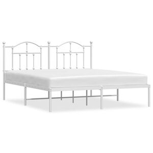 vidaXL Metal Bed Frame without Mattress with Headboard White 160x200cm