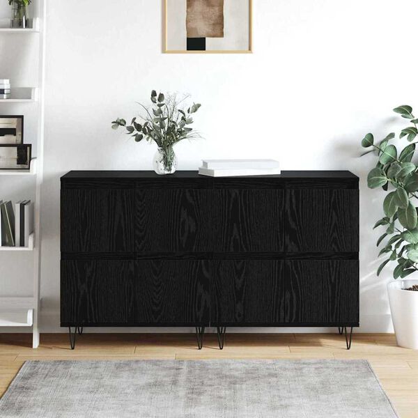 vidaXL Sideboards 2 pcs Black oak 120 x 35 x 70 cm Engineered wood
